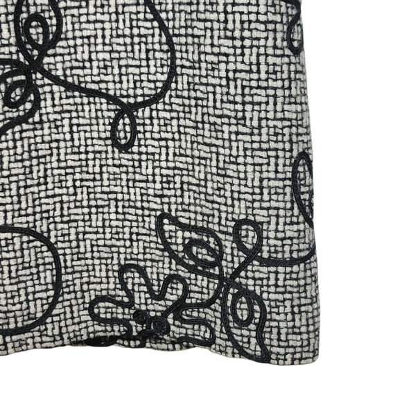 Talbots Tweed Embroidered Pencil Skirt Black White Midi Wool Career Workwear 10 - Picture 7 of 11